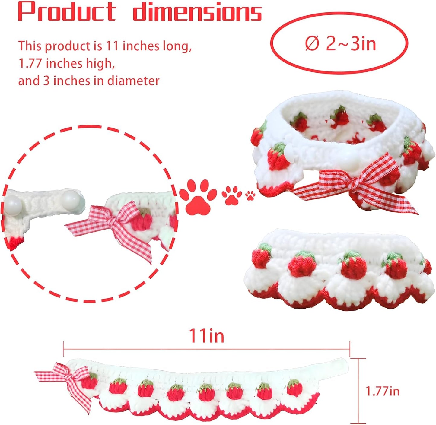 Cute Strawberry Cat Collar